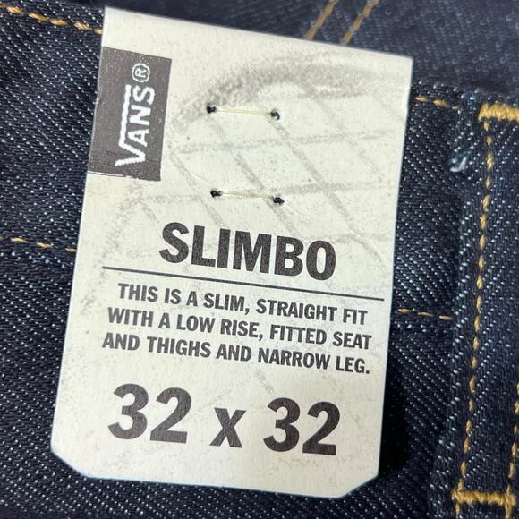 Vans Off the Wall Slimbo Denim Jeans Women 32x32 Dark Blue Slim Fit Low Rise New - Picture 6 of 10